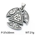 Vintage stainless steel Valknut pendant featuring mystical sun, moon, and star symbols - Pendant Only (Without Chain) (KP118877-LU)