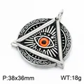 Vintage stainless steel Celtic knot triangle pendant with orange cat-eye stone detail - Pendant Only (Without Chain) (KP118913-LU)