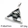 Retro skull triangle stainless steel pendant necklace, size 48x47mm and weight 24g. - Pendant Only (Without Chain) (KP118943-LU)