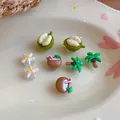 Variety of cute tropical fruit and summer themed resin shoe charms for clog sandals - Tropical DIY Accessories / Set of 8 / White, Green, Coffee