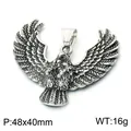 Pendentif aigle punk vintage en acier inoxydable avec une finition argent noirci - Style Aigle Volant (KP118505-LU) (Pendentif Seul) / 48x40mm