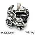Pendentif aigle punk en acier inoxydable pour hommes, collier style biker vintage - 39x32mm