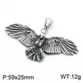 Pendentif aigle vintage en acier inoxydable noirci pour hommes bijoux style punk - 59x25mm