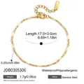 Detalle de pulsera de cadena de acero inoxidable bañada en oro de 18k con medidas - Cadena de Clip Mixta (JDB0305306) / Dorado