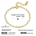 Pulsera de cadena clip bañada en oro de acero inoxidable, 17 cm más 3 cm de largo - Cadena de Clip (JDB0305307) / Dorado