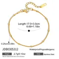 Vista detallada de pulsera de cuentas en acero inoxidable chapado en oro de 18K - Cadena Cilíndrica de Cuentas Finas (JDB0305312) / Dorado