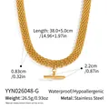 Dimensioni dettagliate della collana intrecciata in acciaio inossidabile dorato con barra a T - Stile Oro (YYN026048-G) / Oro