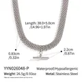 Specifiche dettagliate delle dimensioni per un girocollo in acciaio con ciondolo a T - Stile Argento (YYN026048-P) / Argento
