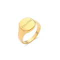Polished 18K gold plated stainless steel square signet ring with BREATHE engraving - US 6 / Gold-BREATHE