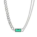 Collana vintage in acciaio al titanio con ciondolo smeraldo e catene asimmetriche - Collana In Acciaio Kn200846-hm