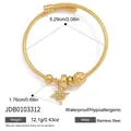 Gold stainless steel star charm bracelet with dimensions and weight info - Twisted Wire Open Bracelet (JDB0103312)