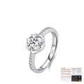 Sparkling S925 sterling silver ring featuring a brilliant 1 carat moissanite center stone - US Size 5 / 1 Carat Moissanite