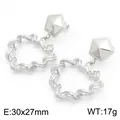 Silver stainless steel wavy heart drop earrings, size 30x27mm, weight 17g SKU - Gold (KE114368-K)