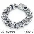 Massives 20mm Panzerarmband aus Edelstahl mit markanter gehämmerter Struktur für Herren - Silber (KB209646-KJX)