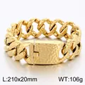Massives 20mm breites Panzerarmband aus Edelstahl mit Hammerschlag-Optik für Herren - Gold (KB215451-KJX)