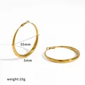 Premium 18K gold-plated stainless steel large hoop earrings with 55mm diameter and 10g weight - 55mm (5mm Tube) / Gold