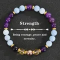Bracelet élastique en pierres naturelles d'améthyste et de citrine pour l'énergie - Style Force (Strength)