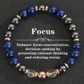Bracelet élastique en lapis-lazuli et hématite naturelle pour la concentration mentale - Style Focus (Focus)