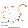 Detailansicht eines 18K vergoldeten Edelstahlarmbands mit bunten Kristallen und Maßen - Armband (15.5+3.5cm) / 18K-Gold