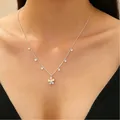 Elegant silver clavicle chain featuring a vibrant multi-color flower pendant for women - Five-Color Flower Style (4750)