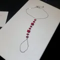 Bracelet bague élégant en argent avec zircons rouges pour soirées et fêtes chic - Square Style (HB6243) / Argent-Rouge
