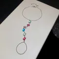 Détail d'un bracelet bague en argent orné de zircons colorés avec effet scintillant - Square Style (HB6243) / Argent - Arc-en-ciel