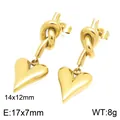 Elegant gold stainless steel knot heart drop earrings variant for women, 14x12mm - Gold