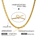 Vergoldete Edelstahl Halskette mit ovalen Gliedern für Damen, hypoallergener Schmuck - Kaffeebohnen Ovalkette (JDN0105319) / 42.0+5.0cm / Gold
