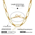 Goldfarbene Gliederkette aus Edelstahl für Damen mit wasserdichten Eigenschaften - Büroklammer Knotenkette (JDN0105323)