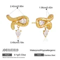 Detaillierte Spezifikationen für vergoldete Edelstahlohrringe mit Zirkonia-Tropfen - Wassertropfen Strass Zwei-Wege-Ohrschmuck (JDE0103319) / Gold