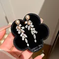 Elegant French style zircon and pearl floral tassel drop earrings for women jewelry - Floral Pearl Tassel Style (47#)