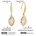 Vue détaillée des boucles d'oreilles en zircon marquise avec dimensions et poids. - Style Marquise (JDE0105312)