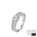 Elegante anillo de plata de ley S925 con moissanita rosa claro de 0,4 quilates corte cuadrado - Talla US 5 / Moissanita Rosa Con Certificado GRA / Plata (Piedra Rosa)