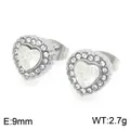 Boucles d'oreilles puces en forme de cœur en acier inoxydable et zircone blanc brillant - Style Cœur (KE134138-KL) / 9mm / Acier
