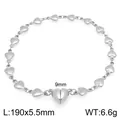 Bracciale a maglie a cuore minimalista in acciaio inossidabile argento con chiusura magnetica - Bracciale a Maglia a Cuore Fibbia Magnetica Cuore - Argento (KB212123-Z)