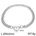 Bracciale alla moda in acciaio inossidabile a doppia catena a O con chiusura a cuore magnetico - Bracciale Doppia Catena a O Fibbia Magnetica Cuore - Argento (KB212129-Z)