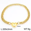 Bracciale a catena in acciaio inossidabile dorato con chiusura magnetica a cuore moda - Bracciale Doppia Catena a O Fibbia Magnetica Cuore - Oro (KB212130-Z)
