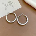 Exquisite French silver hoop earrings with black polka dot enamel finish for women - French Polka Dot Hoop Style (68#) / 3cm / Matte Silver