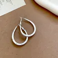 Exquisite French style silver hoop earrings with black polka dot pattern for women - Oval Teardrop Polka Dot Style (73#) / Silver