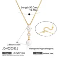 Eleganter Halskette aus 18K vergoldetem Edelstahl mit Marquise-Zirkonia und Perlenanhänger - Halsketten-Stil (JDN0205311)
