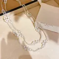 Elegant French vintage multi-layer pearl and glass beaded necklace with gift pouch - Style 1-White