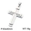 Pendentif croix en acier inoxydable poli avec détails de rivets, taille 63x40mm, chic - Pendentif Seul (Sans Chaîne) (KP119380-KL) / Acier
