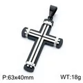 Pendentif croix bicolore style hip hop en acier inoxydable avec détails rivets - Pendentif Seul (Sans Chaîne) (KP119381-KL) / Contraste noir et argent