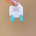 Boucles d'oreilles en émail goutte turquoise avec aiguilles argent 925 - Goutte d'Eau Bleu Tiffany (6274641558972) / Argent Bleu