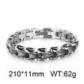 Detailed shot of punk stainless steel keel bracelet showing 210x11mm dimensions and 62g weight - Keel Chain (KB40302-D) / 19cm / Steel