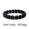 Punk style black stainless steel dragon bone chain bracelet for men, 210x11mm, 62g - Keel Chain (KB104619-K) / 19cm / Black