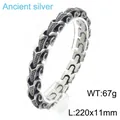 Men's punk vintage dragon bone link bracelet in ancient silver stainless steel - Keel Chain (KB170291-KJX) / 22cm / Antique Silver