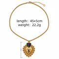 Modieuze gouden ketting met hart-oog hanger met kleurrijke emaille details en maten - Emaille Oog Hart Hanger Stijl