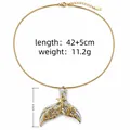 Elegant two-tone whale tail pendant necklace featuring golden starfish details, 42+5cm - Two-Tone Fish Tail Pendant Style