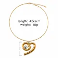 Gold-colored heart necklace with evil eye pendant, 42+5cm length, 18g weight, fashion jewelry. - Spiral Heart Eye Pendant Style